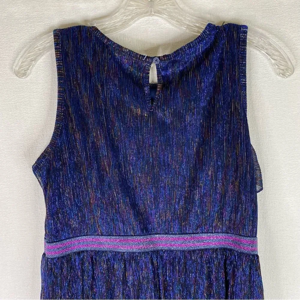 Wonder Nation Dress Girls Blue Purple Glitter Metallic Sleeveless Stretch XXL